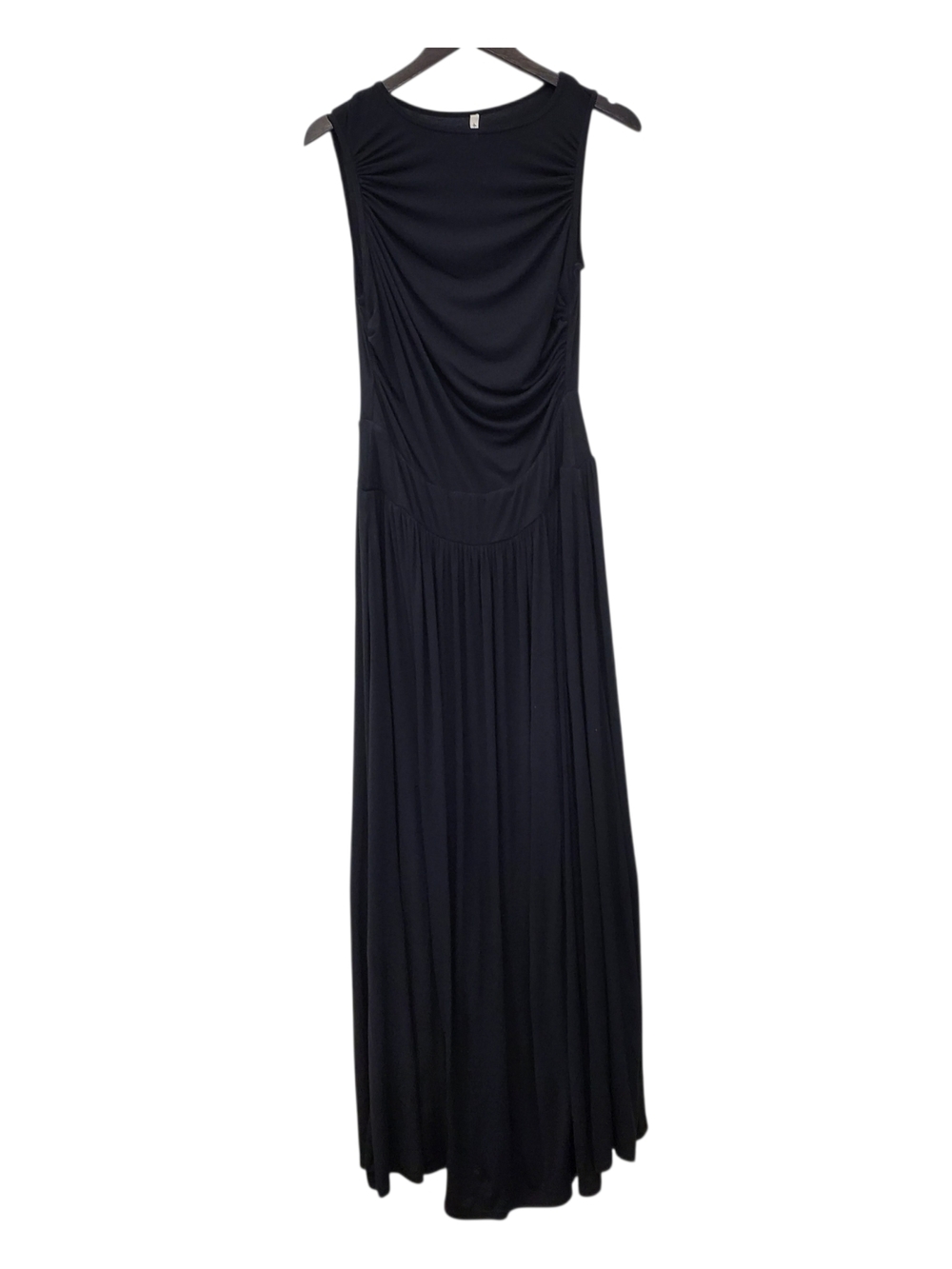 HALARA Black Sleeveless Maxi Dress with Draped Front